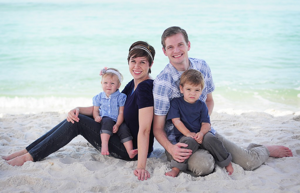 Me and my family! My husband Joshua, my son Carson (please excuse his scowl), and my daughter Annelise.