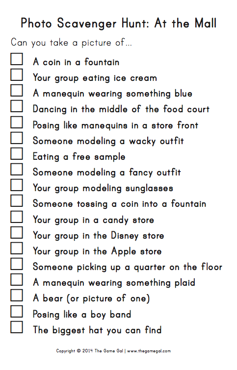 Photo scavenger hunt list - The Game Gal Photo scavenger hunt list - The Game Gal